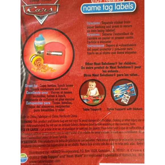Neat Solutions Tidy Topper 2012 Disney/Pixar Cars Name Tag Stickers 18 Count HTF - Picture 5 of 6